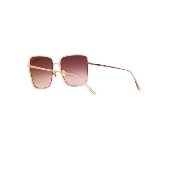 Tom Ford Heather Polarized Square Gold/Bordeaux/Brown Gradient Sunglasses TF739 - Picture 17 of 17